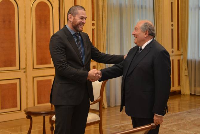 Brazilian Jiu-Jitsu legend Roger Gracie meets President Sarkissian ahead of Armenian Summit of 
Minds 