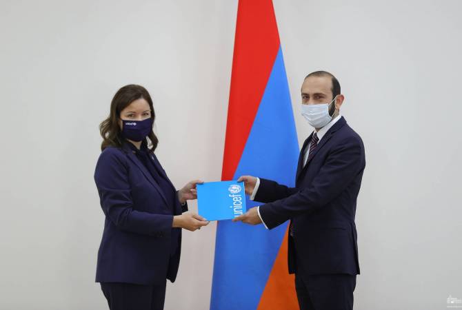 Le Ministre des affaires étrangères a accueilli le nouveau représentant de l'UNICEF en Arménie