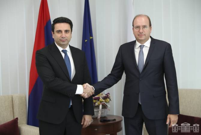 The delegation headed by Alen Simonyan meets with Defense Minister of Cyprus
