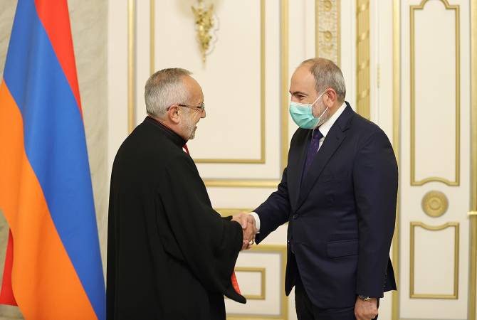 PM Pashinyan, new leader of Armenian Catholic Church discuss strengthening of Armenia-
Artsakh-Diaspora ties