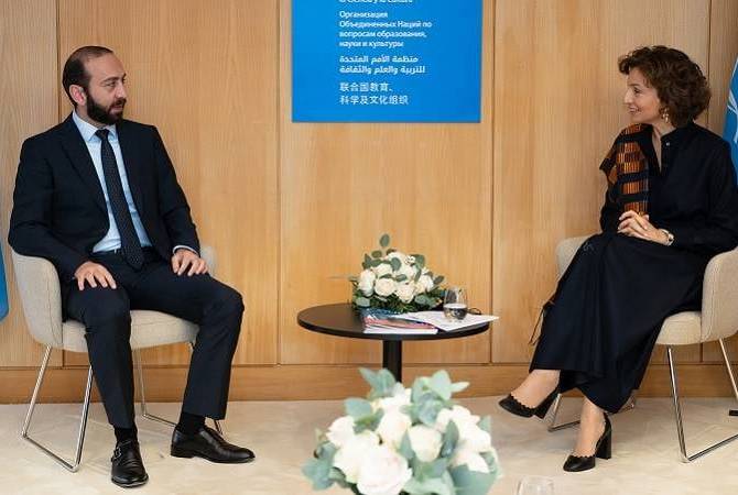 وزير خارجية أرمينيا آرارات ميرزويان يلتقي بالمديرة العامة لليونسكو أودري أزولاي بباريس وبحث الحفاظ 
على تراث آرتساخ  