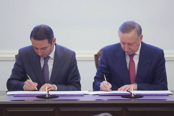 Yerevan Belediye Başkanı ve St. Petersburg valisi işbirliği için bir yol haritası imzaladı