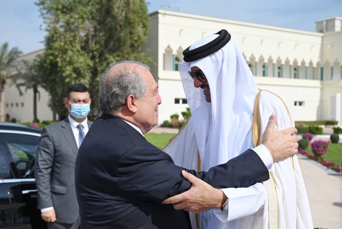 Ermenistan Cumhurbaşkanı Katar Emiri Şeyh Tamim bin Hamad Al Thani ile görüştü