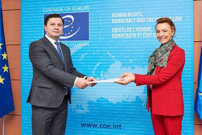 Permanent Representative of Armenia presents credentials to the Secretary General of the 
Council of Europe