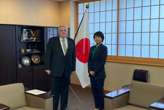 L'Ambassadeur d'Arménie et le Ministre d'État japonais des Affaires étrangères discutent de la 
cooperation