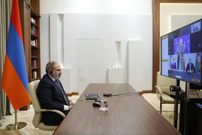  Nikol Pashinyan, Emmanuel Macron, Charles Michel and Ilham Aliyev hold remote meeting