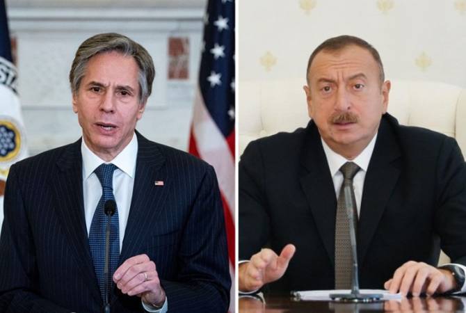 وزير الخارجية الأمريكي أنتوني بلينكين يجري محادثة مع الرئيس الأذربيجاني إلهام علييف ويتحدث عن 
إفراج أسرى الحرب الأرمن