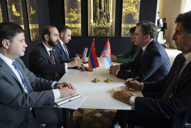 Réunion du ministre des Affaires étrangères Ararat Mirzoyan avec son homologue serbe Nikola 
Selaković