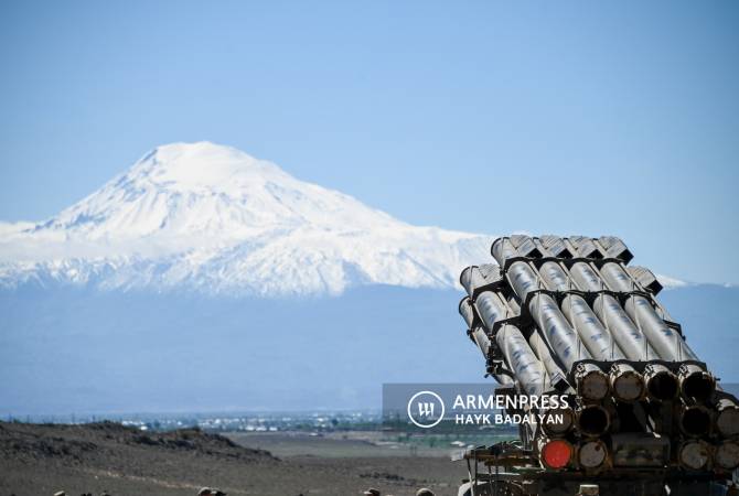 Armenian artillery forces hold live-fire exercises involving Smerch Multiple Rocket Launchers heavy mortar systems