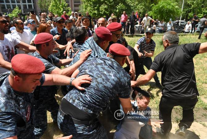 More than 110 demonstrators detained on suspicion of hooliganism, police say