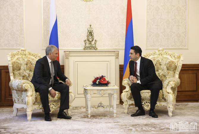 Ален Симонян пригласил председателя Государственной Думы РФ Вячеслава Володина с 
официальным визитом в Армению

