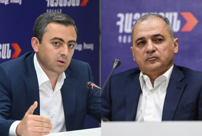 Ruling Civil Contract faction starts procedure of suspending powers of Ishkhan Saghatelyan and 
Vahe Hakobyan