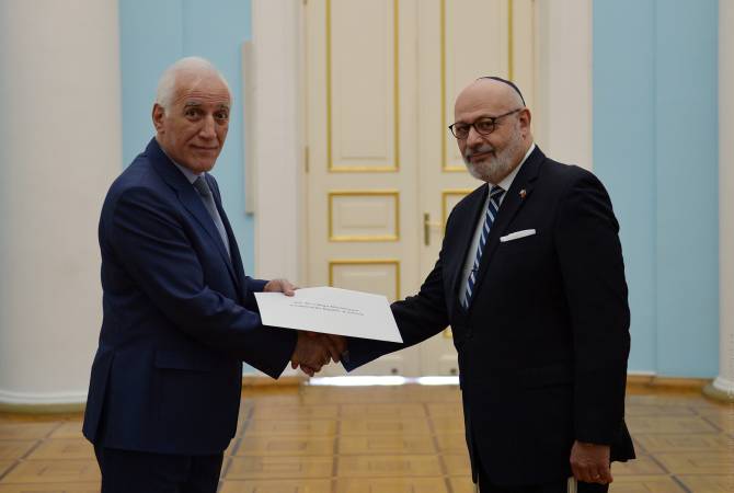 The newly appointed Ambassador of Israel to Armenia presents credentials to President Vahagn 
Khachaturyan