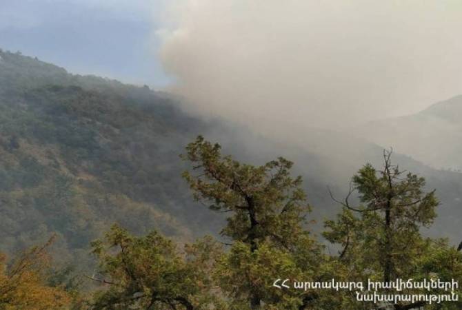 Les forêts de Jermuk dans la région de Vayots Dzor brûlent sous le feu de l’ennemi  