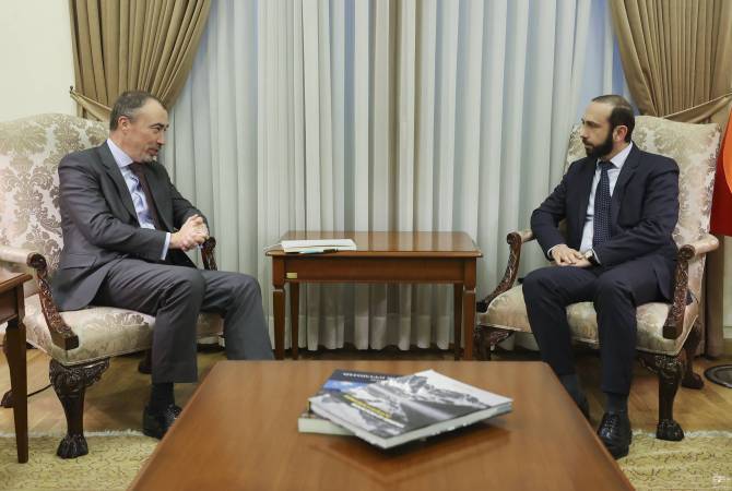Ararat Mirzoyan et Toivo Klaar échangent leurs points de vue sur l'élaboration d'un traité de 
paix  