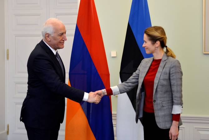 Президент Армении провел встречу с премьер-министром Эстонии