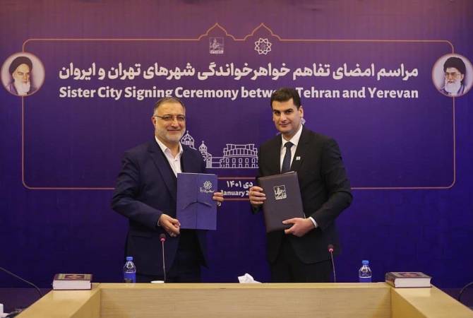 Yerevan, Tehran declared sister cities. Hrachya Sargsyan invites Alireza Zakani to Armenia