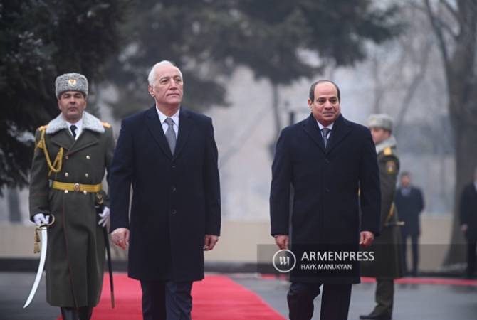 Official welcoming ceremony of President of Egypt Abdel Fattah el-Sisi held in Armenian 
Presidential Palace 