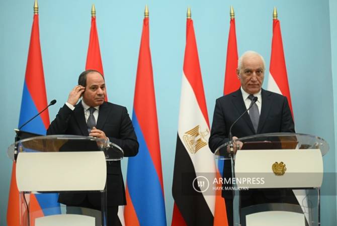 Les Présidents d'Arménie et d'Egypte ont fait des déclarations pour les représentants des 
medias