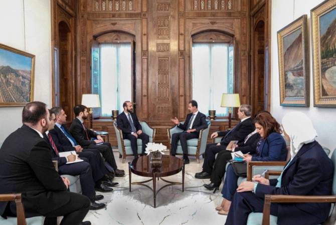Mirzoyan and Bashar al-Assad discuss the work of overcoming the problems in the 
disaster-affected regions of Syria