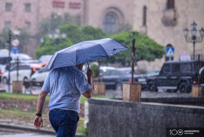 1-3 мая в Ереване ожидаются дождь и гроза  
