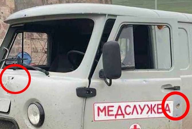 МО Армении представило фотографии машины скорой помощи, по которой открыли 
огонь ВС Азербайджана 