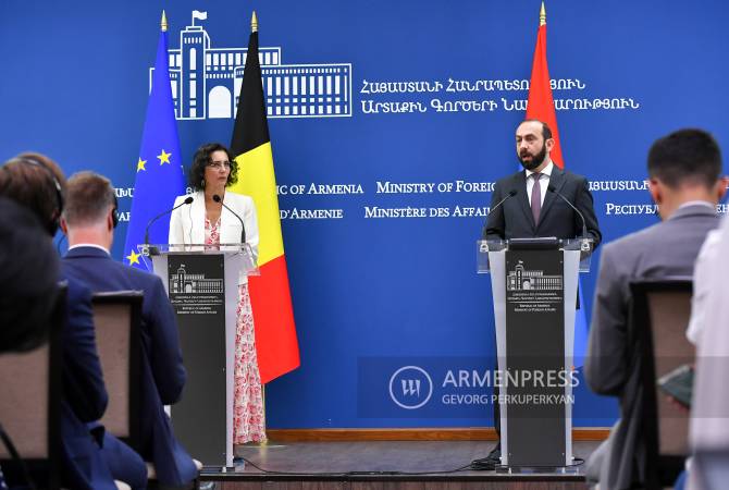 وزير الخارجية الأرمني بمؤتمر مع نظيرته البلجيكية يشيد بالمستوى العالي للحوار السياسي بين 
أرمينيا وبلجيكا