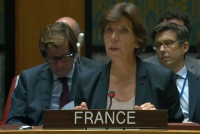 Réunion d'urgence du Conseil de Sécurité à NEW York sur la situation au Haut-Karabakh et en Arménie - Intervention de la ministre française Catherine Colonna