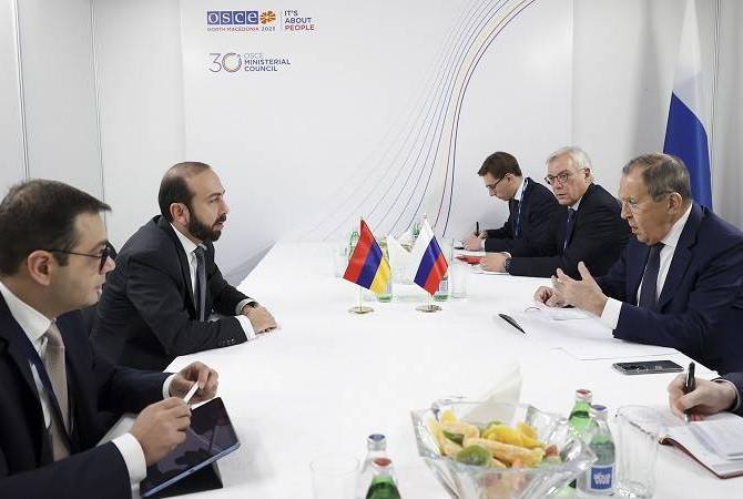 In talks with Russia's Lavrov, FM Mirzoyan shared Armenia’s vision regarding Russia's 
position on sensitive issues