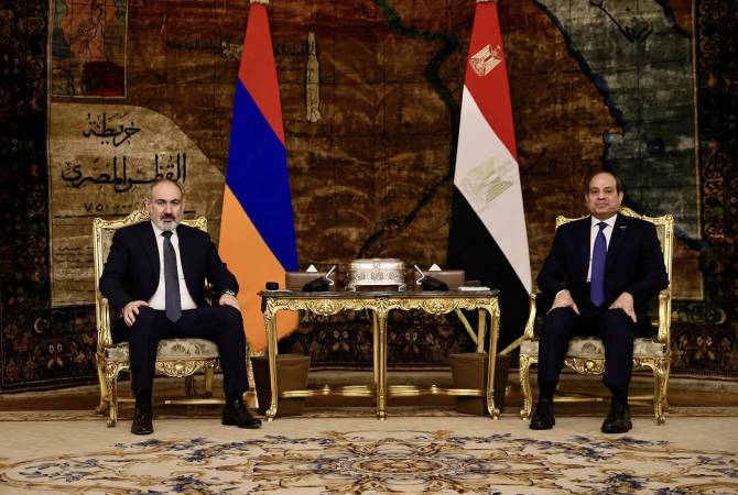 亚美尼亚总理与埃及总统进行私下交流