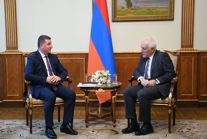 President Vahagn Khachaturyan receives Armenian Minister of Territorial Administration 
and Infrastructure