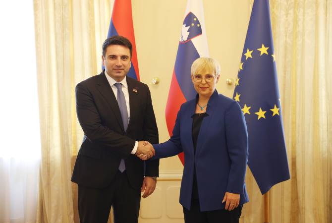 رئيس البرلمان الأرمني آلان سيمونيان يلتقي رئيسة سلوفينيا ناتاشا بيرتس موسار وبحث عدّة 
قضايا