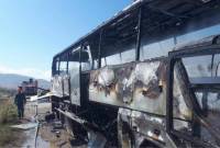 PHOTOS: Civilian passenger bus in Armenia destroyed by Azeri shelling 