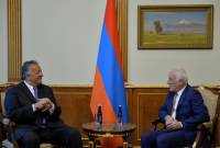 رئيس جمهورية أرمينيا فاهاكن خاتشاتوريان يستقبل رجل الأعمال الأرمني-الأمريكي مؤسس شركة 
موديرنا نوبار أفييان