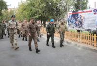 Military attachés of foreign embassies accredited in Armenia visit the training center after 
Marshal Baghramyan