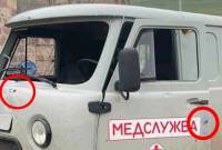 MoD Armenia presents photos of the Armenian ambulance shot by the Azerbaijani armed 
forces