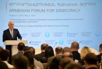 ‘Democracy implies peace’, President Khachaturyan’s speech at Armenian Forum for 
Democracy 