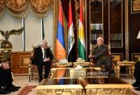 اجتماع في أربيل الرئيس الأرمني فاهاكن خاتشاتوريان مع الرئيس الفخري لإقليم كردستان العراق 
مسعود بارزاني 