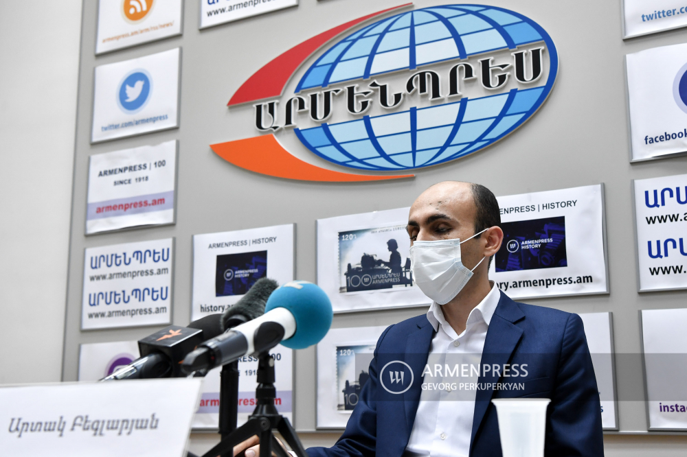 State Minister of Artsakh Artak Beglaryan gives press conference