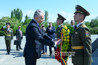 Lithuanian President Gitanas Nausėda visits Armenian Genocide 
Memorial in Yerevan