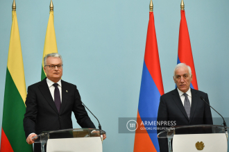 Joint press conference of Armenian President Vahagn 
Khachaturyan and Lithuanian President Gitanas Nausėda