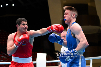 Yerevan EUBC Men's Amateur European Boxing Championship: 
Armenia’s light heavyweight Hambardzum Hakobyan wins over 
Dmitri Cosciug of Moldova 5:0 in the Session 3 A preliminaries