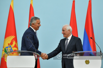 Armenian President Vahagn Khachaturyan meets with President 
of Montenegro Milo Đukanović