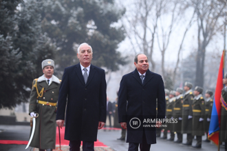 Official welcoming ceremony of President of Egypt Abdel Fattah el-Sisi held in Armenian 
Presidential Palace 