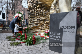 Monument commemorating victims of 2008 post-election unrest inaugurated in downtown 
Yerevan 