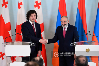 The press conference of the Prime Ministers of Armenia and 
Georgia