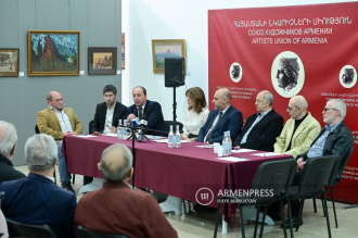 Conférence de presse à l'Union des artistes d'Arménie