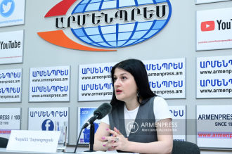 Conferencia de prensa de Gayane Gharagyozyan, asesora 
que coordina las funciones individuales de las divisiones 
estructurales del Ministerio de Trabajo y Asuntos Sociales de 
Armenia