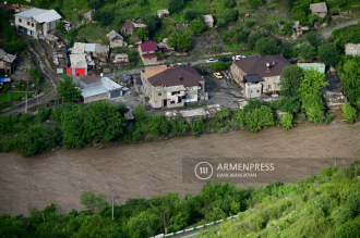 The town of Alaverdi after the flooding of the Debed River
