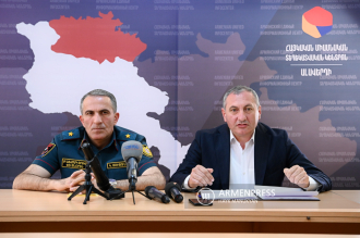 Press conference of Director of the Rescue Service - Deputy Minister of 
Internal Affairs Kamo Tsutsulyan and Governor of Lori Aram Ghazaryan